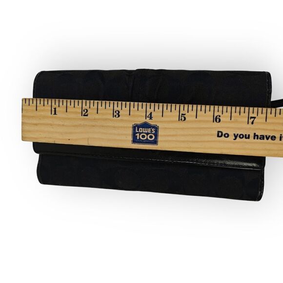 VTG COACH CC SIGNATURE CANVAS BLACK GENUINE LEATHER WALLET PURSE CLUTCH - Picture 6 of 7